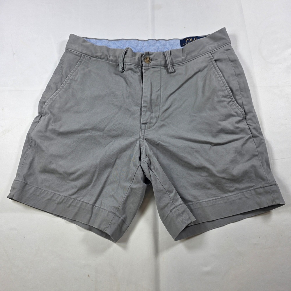 Polo Ralph Lauren Mens Gray Stretch Straight Fit Chino Shorts Size 30 7 Inseam
